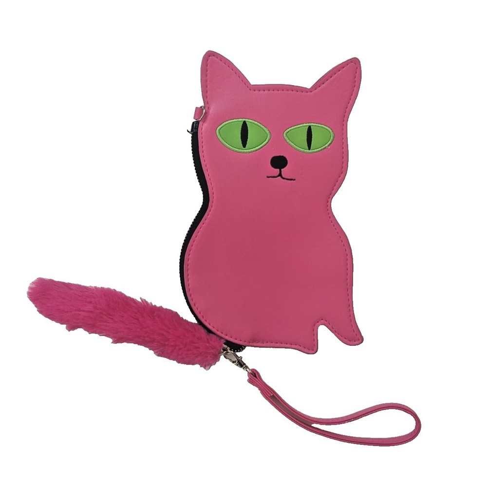 Third Drawer Down x David Shrigley Cat Shaped Purse Wristlet Fluffy‎ Tail Pink